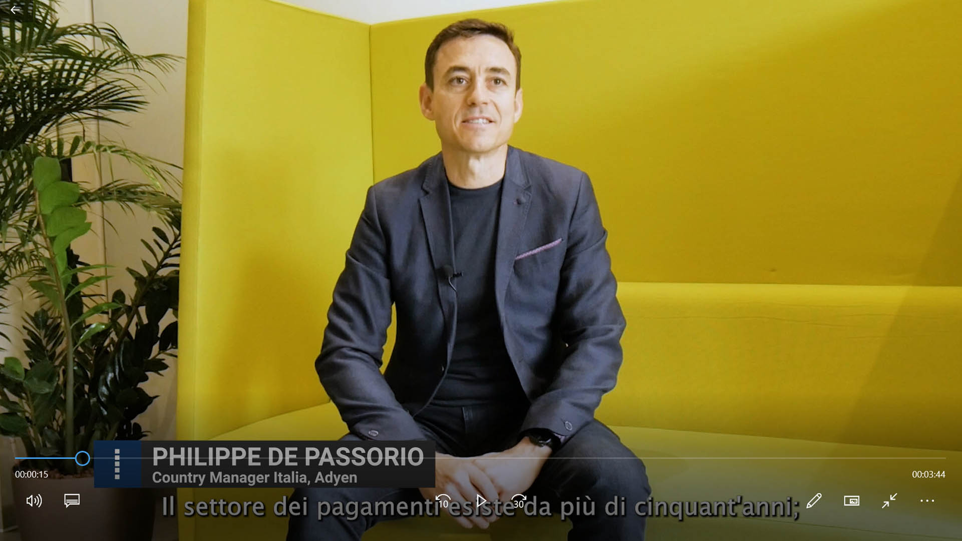 Screenshot della videointervista adyen