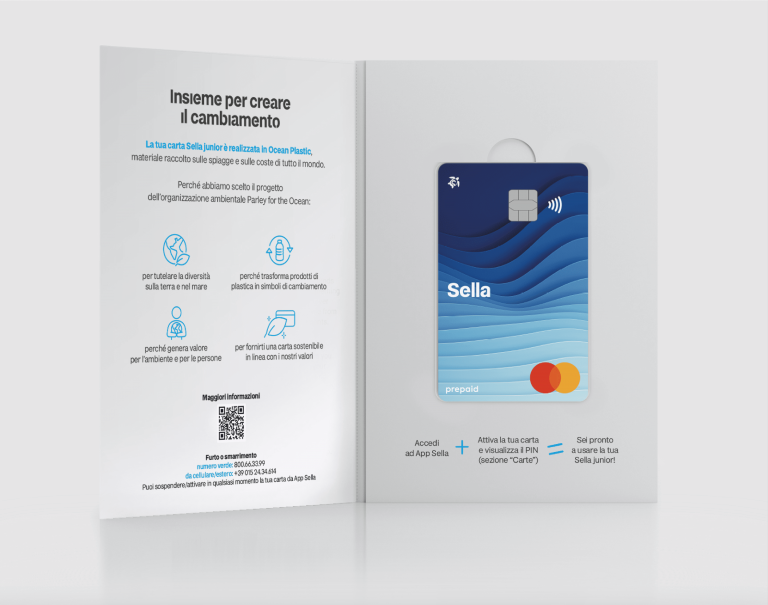 La carta prepagata Junior di Banca Sella è sostenibile: in plastica riciclata dagli oceani
